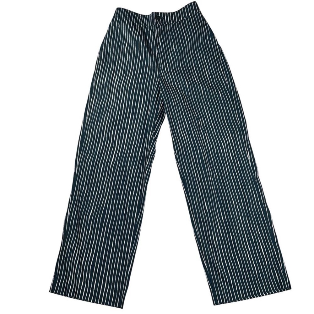 Marimekko x Uniqlo Piccolo Stripe Wide Leg Pants Hunter Green/White 100% cotton